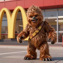 Chewbacca robbing a McDonald's