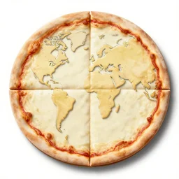 pizza sliced to look like a map of earth