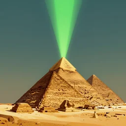 a green beam of light coming out of the great pyramid of giza, illustration, digital art, matte painting, trending on artstation