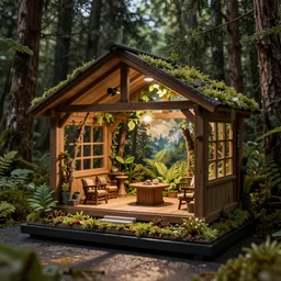 octane render cabin in the woods diorama, ultra realistic