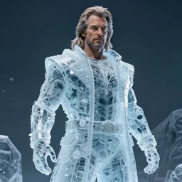 sculpt of ron perlman made of pure ice, photo, medium shot, high quality, 4 k,
