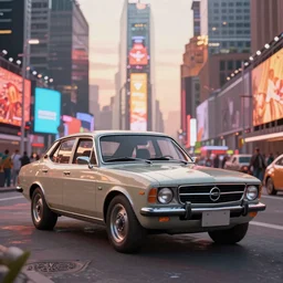opel diplomat and vintage cars on broadway times square at sunset, grand theft auto liberty city vibes, vaporwave, silent hill, photorealistic hyperdetailed 3 d matte painting, hyperrealistic, cinematic, unrealengine octane render,