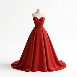 ruby red wedding dress, clean 3d render, octane render, isolated on a pure white background, centered, entire object in frame, sharp focus, soft studio lighting