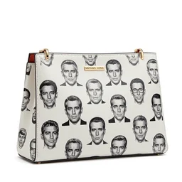 designer purse with repeating richard nixon!!! pattern, fashion design, high fashion, elle magazine, cosmopolitan, glossy photo, crisp details, michael kors, givenchy