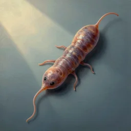 airbrushed invagination single nematode by basil gogos, philippe druillet, fine art masterpiece baked at 3 0 0 f, matte painting, cold lighting, aged with sunlight, award winning horror, photorealistic render, cinematic