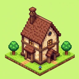 isometric pixel art medieval house, 4k, artstation, 16 bit