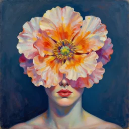 portrait, flower as a head, surreal photography, colorful, impressionist painting, digital painting, artstation, simon stalenhag