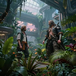 futuristic dystopian atrium, lush plants and trees, fog light dusk, by ivan aivazovsky and h. r. giger, coherent, hyper realism, high detail, vivid colors, octane render, unreal engine, 8 k, smooth gradients, high contrast, depth of field by jacek yerka