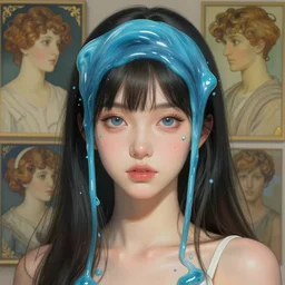 beautiful slime girl, highly detailed, digital painting, artstation, sharp focus, illustration, art by tan zi and ayanamikodon and alphonse mucha and wlop