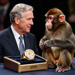 george w. bush in a box ring against a monkey, award winning picture, high resolution n 9