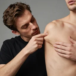 man getting his armpits tickled by another man