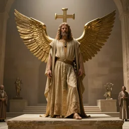 cinematic still of the ark of the covenant, Biblical epic movie directed by Steven Spielberg