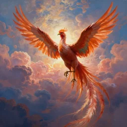 a real photographic landscape painting with incor mparable reality, the phoenix, colorful clouds, fairy talelight effect dream, dindar lightgreg rutkowskiunreal engine, super realistic painting g style, super wide, artstation - - 1 3 4 4 - - 7 6 8