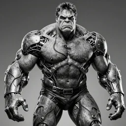 a cinematic portrait of hulk hogan fusing with a mechanical wired monstrosity, black and white, wires, hyperdetailed, fritz lang and shinya tsukamoto, 8 k, hd, high resolution, 8 5 mm, f / 1. 8