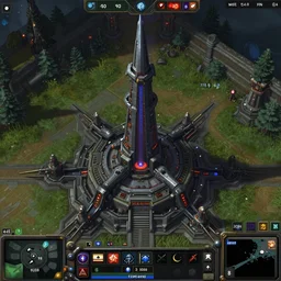 screenshot from starcraft 2, protoss base