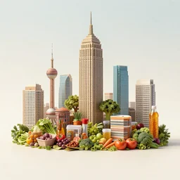 city made out of groceries, award winning photo