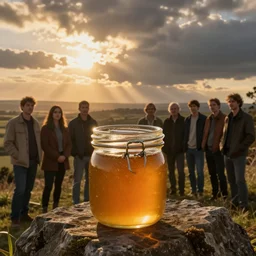 a jar filled with honey, golden hour, lilia alvarado, sophie anderson, mark arian, bob byerley, charlie bowater, mark brooks, justin gerard, ross tran, wlop, william adolphe bouguereau