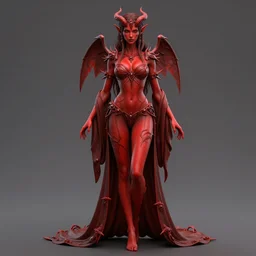 full length complex 3 d hyper realistic smooth ultra sharp render of a gorgeous!! red skin robed princess demoness sorceress woman | beatiful demon girl, angel of death, bikini | d & d, medieval, fantasy | intricate, high quality | art by oh jinwook + 吵 集 仁 儿 on artstaion + takeshi obata + alphonse mucha + wlop + artgerm