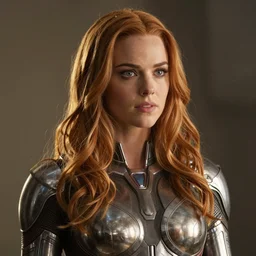 movie film still of Alexandra Daddario as a female Colossus with a metalloid epidermis in a new X-Men movie, cinematic
