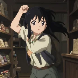 anime visual, portrait of a young female traveler in a alchemist's shop interior, low light, cute face by ilya kuvshinov, yoh yoshinari, katsura masakazu, studio lighting, dynamic pose, dynamic perspective, strong silhouette, anime cels, cel shaded, flat shading, crisp and sharp, rounded eyes, moody