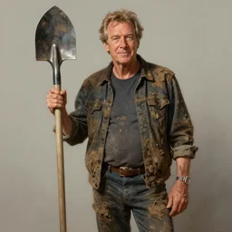 bob barker, cinematic, covered in dirt, holding a shovel, elegant, highly detailed, digital painting, artstation, smooth, hard focus, illustration, art by jessica rossier and and brian froud
