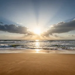 symmetrical, parabola, beach, waves, sand, smoke, light rays, hdr, 8 k, intricate