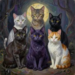 painting of occult cats
