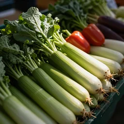photorealistic vegetables at a farmers market