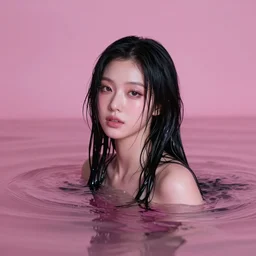 lee jin - eun emerging from pink water in cyberpunk theme by nicola samuri and ilya kuvshinov, rule of thirds, seductive look, beautiful
