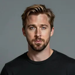 portrait of a man by Greg Rutkowski, who looks like a mixture between Charlie Hunman, Ryan Gosling and Michael Fassbender wearing black sweater, scifi, highly detailed portrait, digital painting, artstation, concept art, smooth, sharp foccus ilustration, Artstation HQ.