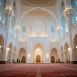 modern mosque interior, photorealistic, bokeh