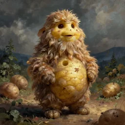an ultra realistic surrealism painting of the soul of potatoes by jabba the hut