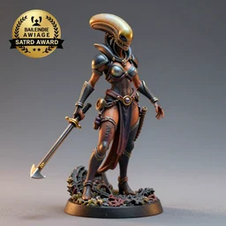 80mm resin detailed miniature of a Alien, Miniature of  a Human Female Warrior, Product Introduction Photos