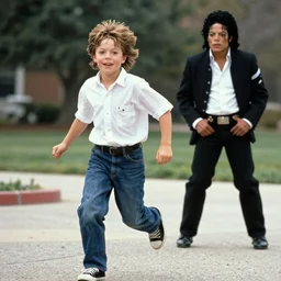 McCauley Culkin running from Michael Jackson