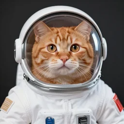 ginger cat in spacesuit