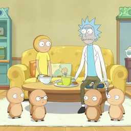 a room filled with rick and morty character beany babies
