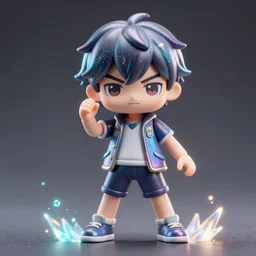 james jean, ilya kuvshinov isolated fighting high school boy vinyl figure, figure photography, glitter accents on figure, holographic undertones, anime stylized, high detail, ethereal lighting, rim light, expert light effects on figure, sharp focus, dramatic composition and glowing effects unreal engine, octane, editorial awarded design