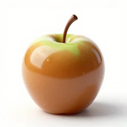 vintage caramel apple, stylized 3d render, isolated on a pure white background, centered, entire object in frame, sharp focus, soft studio lighting