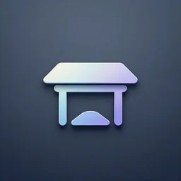 Iridescent gradients iconography icon design of a table. Very detailed digital icon design. Minimalist digital icon, gorgeous icon.