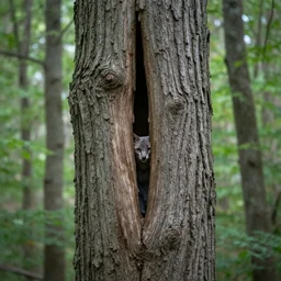 trapped in a tree trunk,