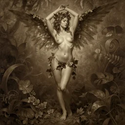frank dillane as a satyr full body portrait, seductive, sexy, leaves, intricate, digital painting, old english, sepia, whimsical background by marc simonetti, artwork by liam wong