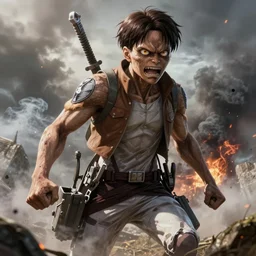 gollum as a titan, attack on titan, high detail shot, smoking, render, cgsociety, photorealism
