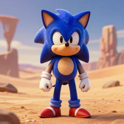 creepy uncanny valley full length portrait of a badly 3 d modeled sonichu posing in a desert, rendered in bryce 3 d and daz, fanart by chris - chan, xavier renegade angel, asymmetrical face, very ugly, ray - tracing, vibrant color, depth of field, cinematic lighting, sharp focus, rule of thirds, extremely hated on artstation