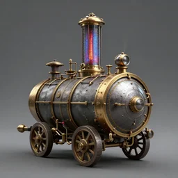 steampunk steam tank, 3 d render, octane, ray tracing, ultra high detail, photorealistic, high resolution, 8 k, tesla coil,