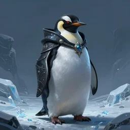 anthropomorphic evil penguin, dark clothes, icy landscape, realistic proportion, dnd, mystical, character, fantasy, intricate, elegant, digital painting, artstation, concept art, smooth, 8 k frostbite 3 engine, ultra detailed, art by artgerm and greg rutkowski and magali villeneuve
