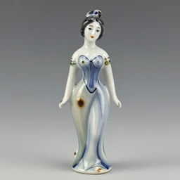 little delicate ceramic vintage lady figuring in style of remedios varo and in style of rene lalique fine details and sharp focus realistic 8 k