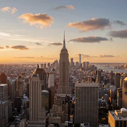 Super High Detailed Panoramic  photo-realistic of all the Major Cities in the United States at Sunset, Partly Cloudy, Excellent Lighting, in Autumn 8k