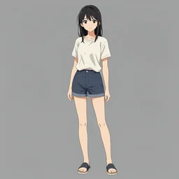 an anime woman in casual clothes, concept art by makoto aida, artstation, official art, full body, concept art