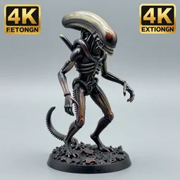 80mm resin detailed miniature of a Xenomorph from Alien(1980), Product Introduction Photos, 4K, Full body,