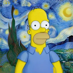 vincent van gogh style painting of homer simpson